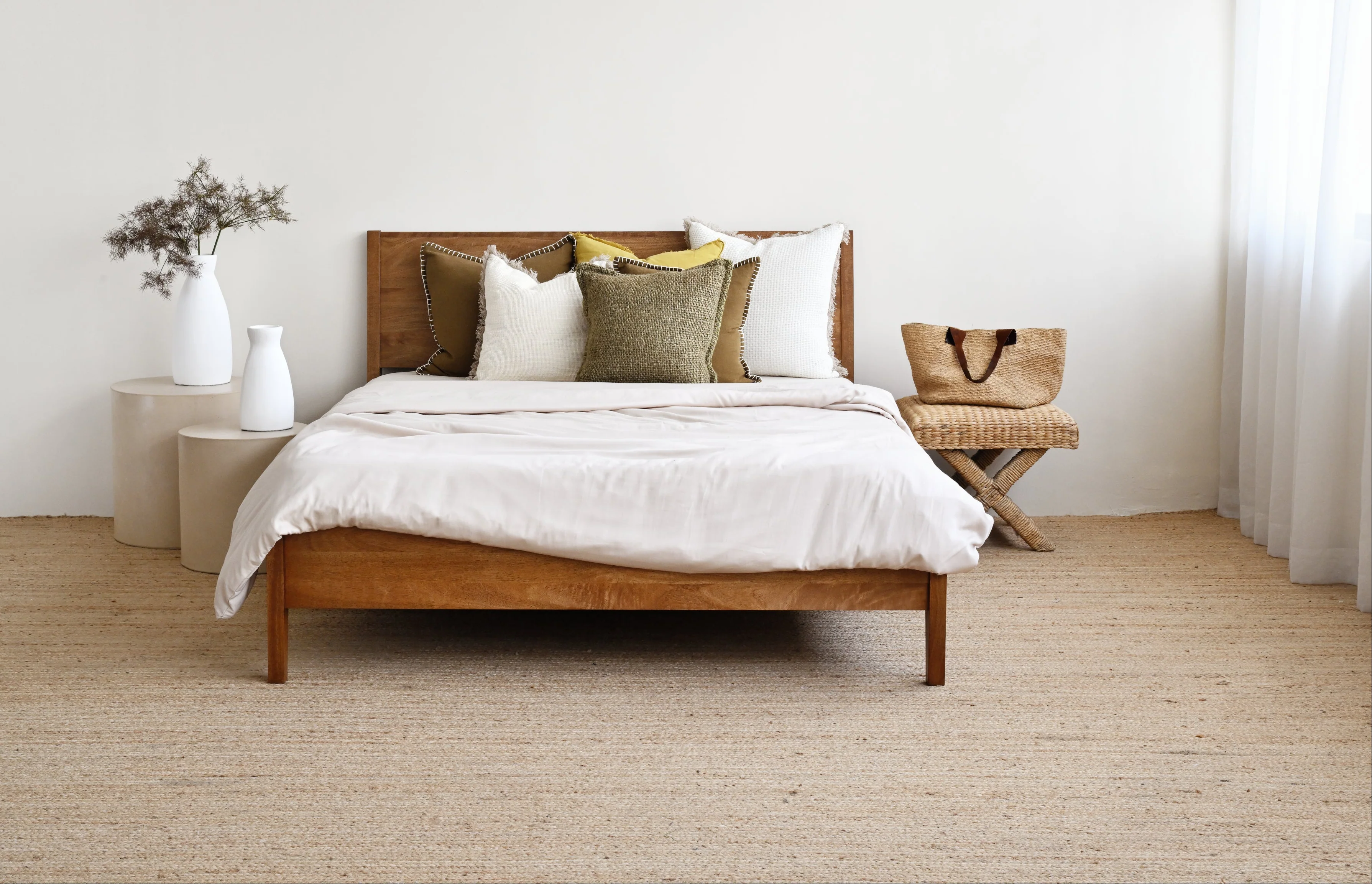 Azure Mango Wood Bed - Tallow - Image 6