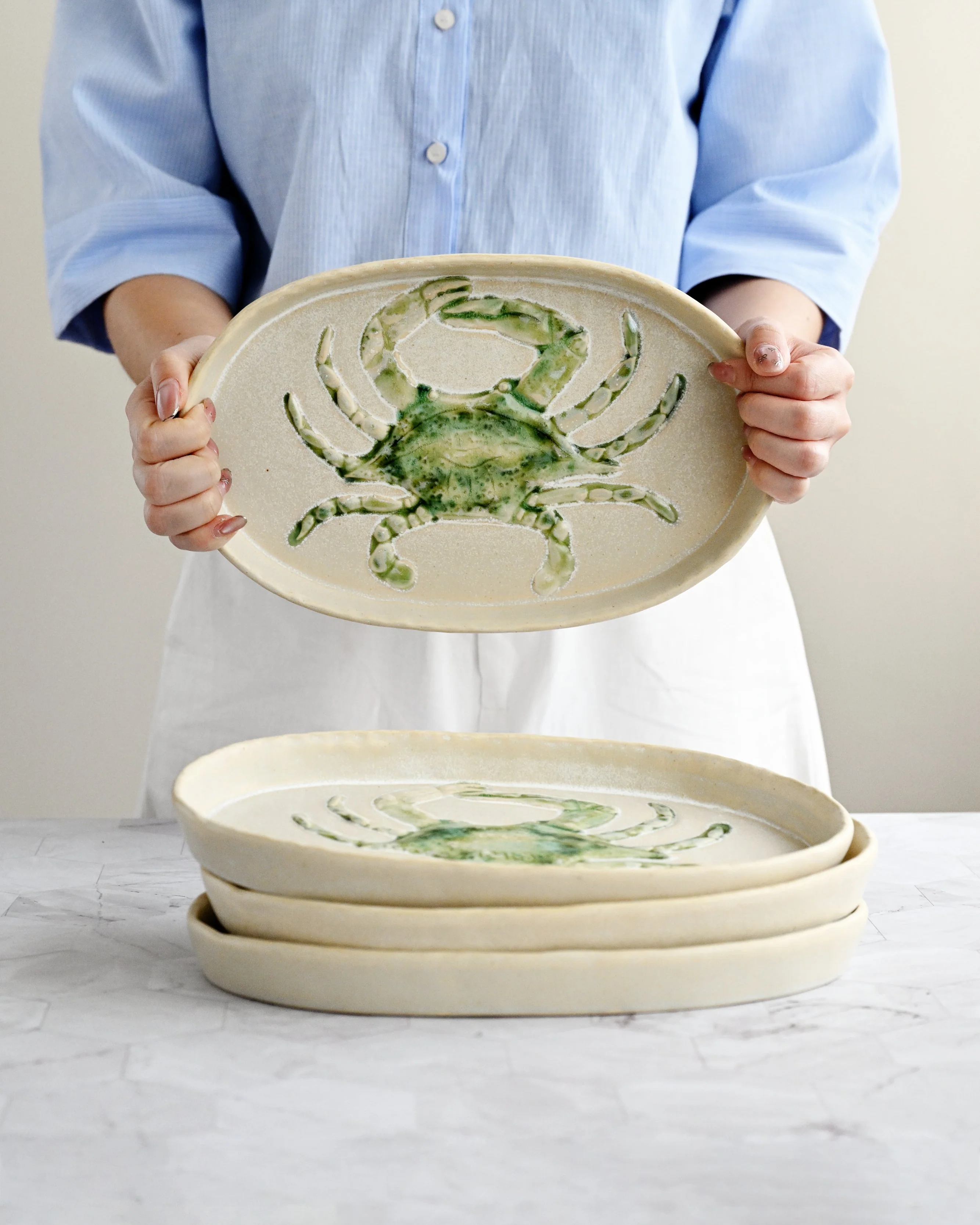 Hadden Serving Plate Green - Crab