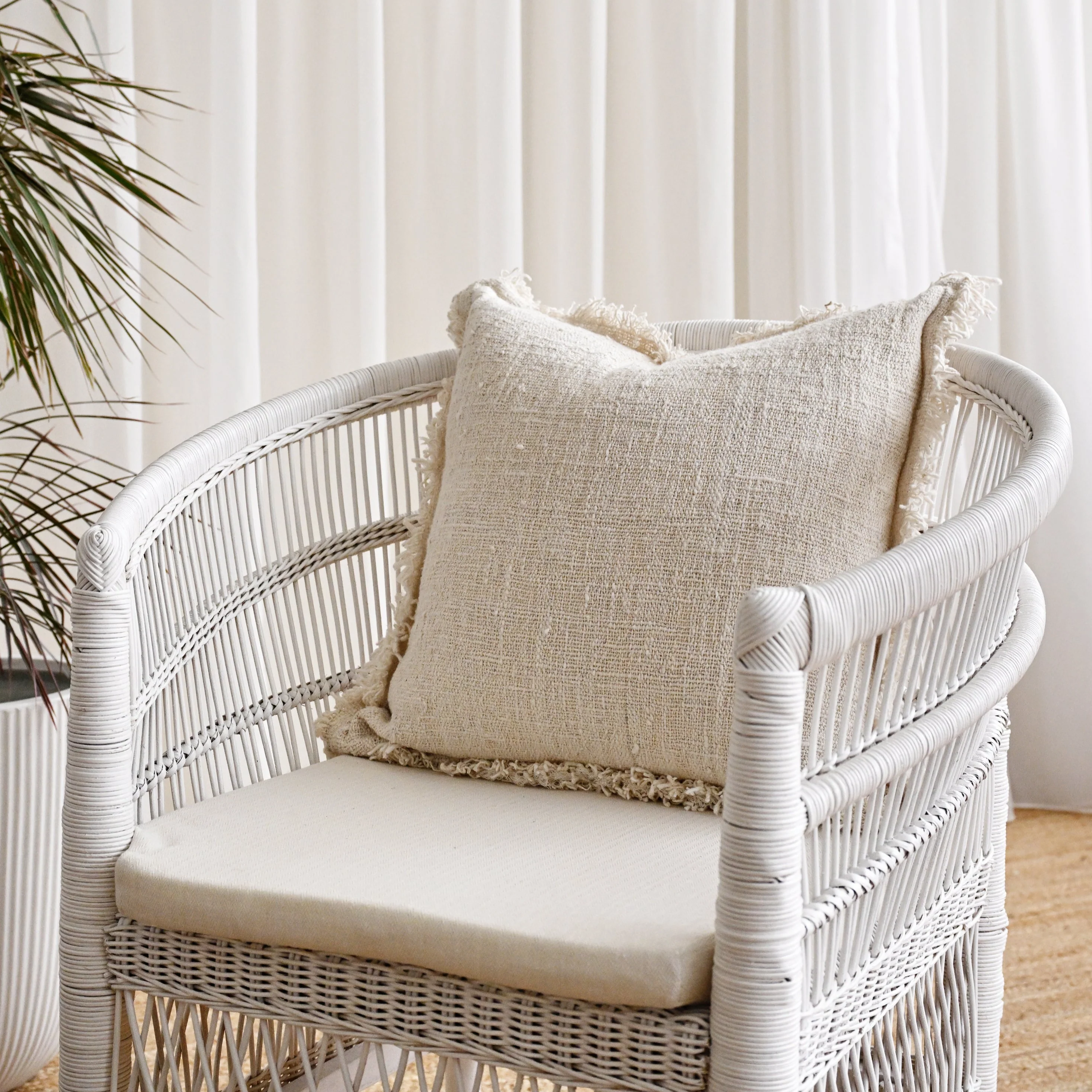 Luxe Fringed Square Cushion Cover - 55cm x 55cm - Image 2