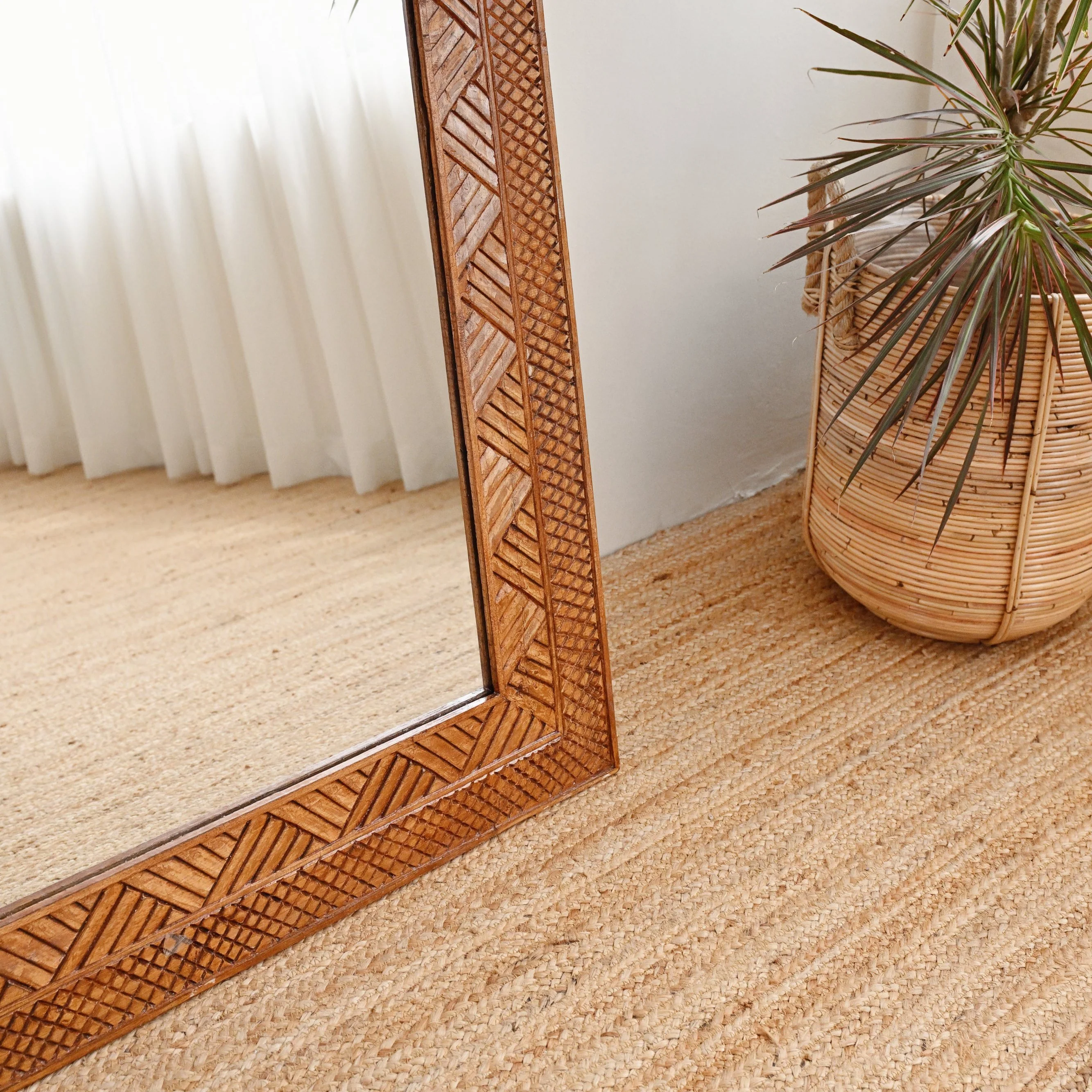 Manado Walnut Brown Carved Mirror - 80cm x 180cm - Image 3