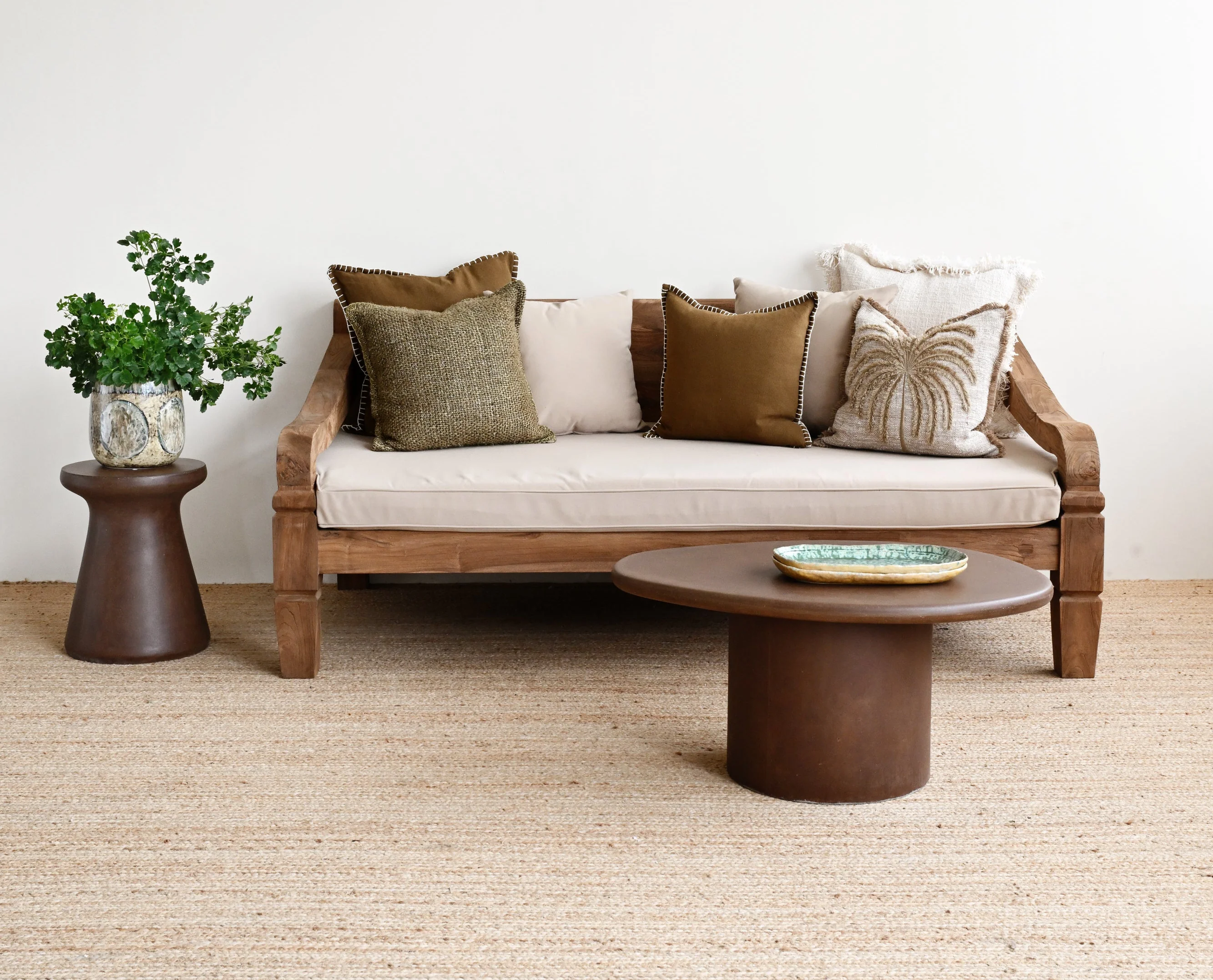 Natural Palmtree Cushion Cover with Fringe - 55 x 55 cm - Image 4