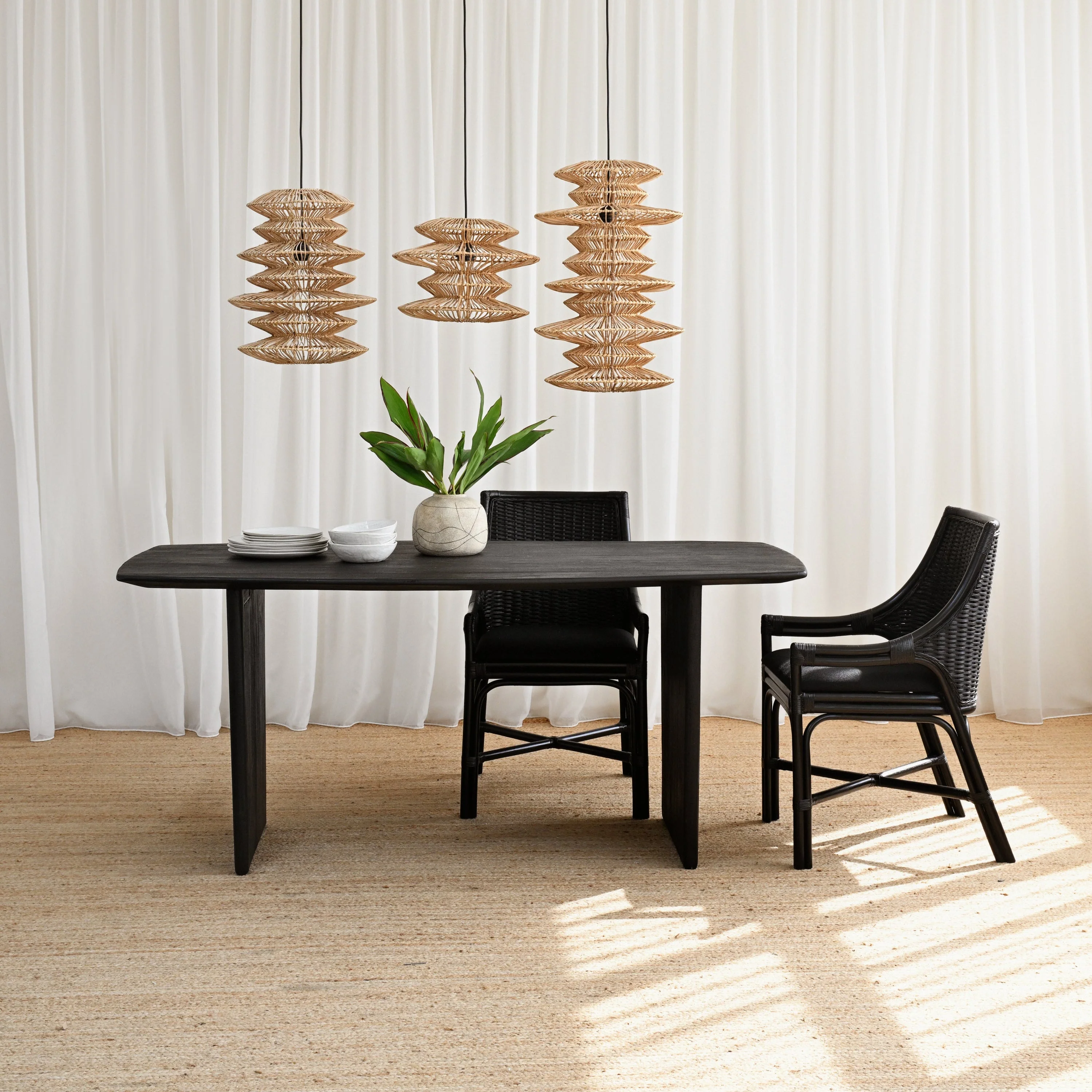 Nikaya Rattan Dining Chair - Black - Image 3