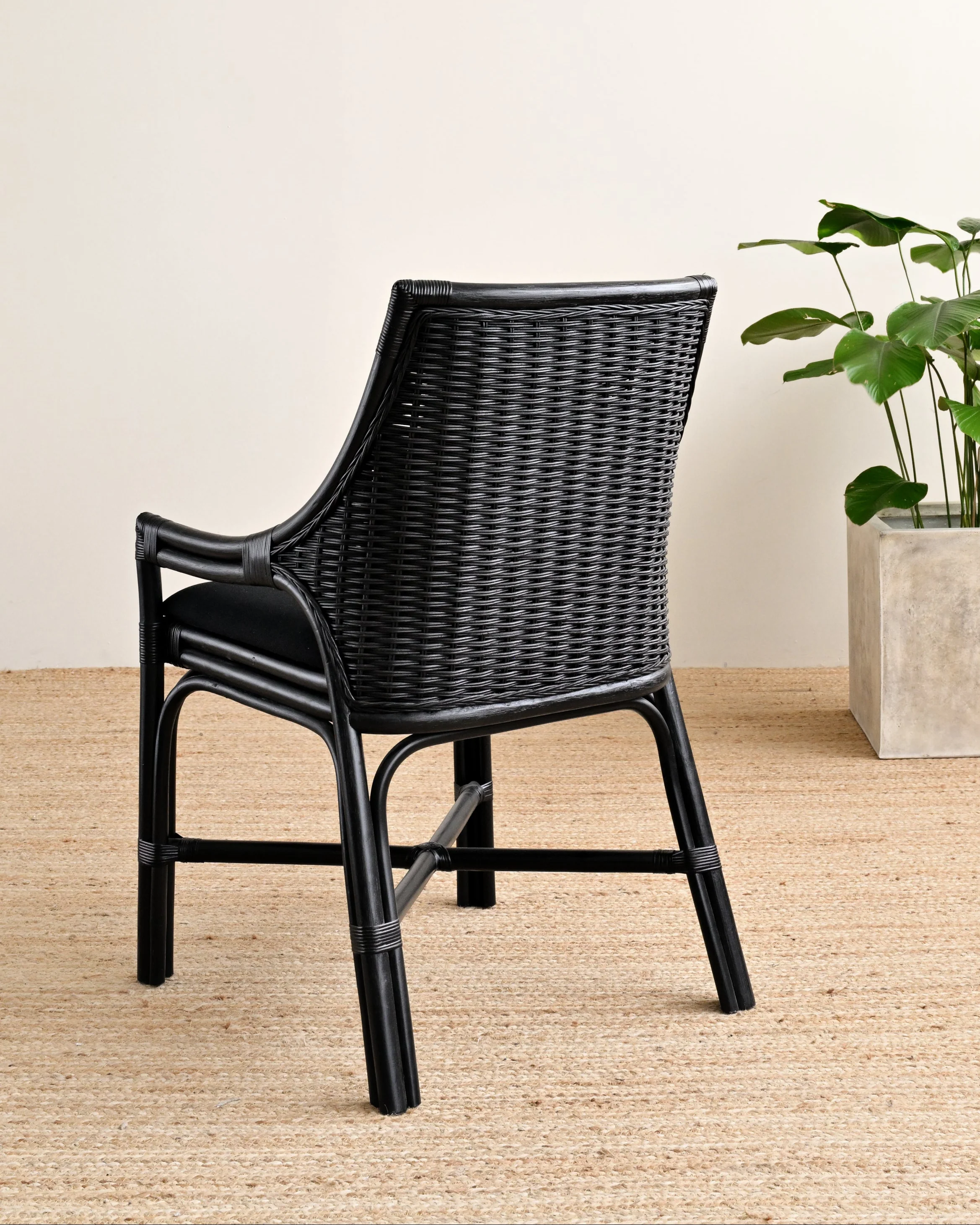 Nikaya Rattan Dining Chair - Black - Image 4