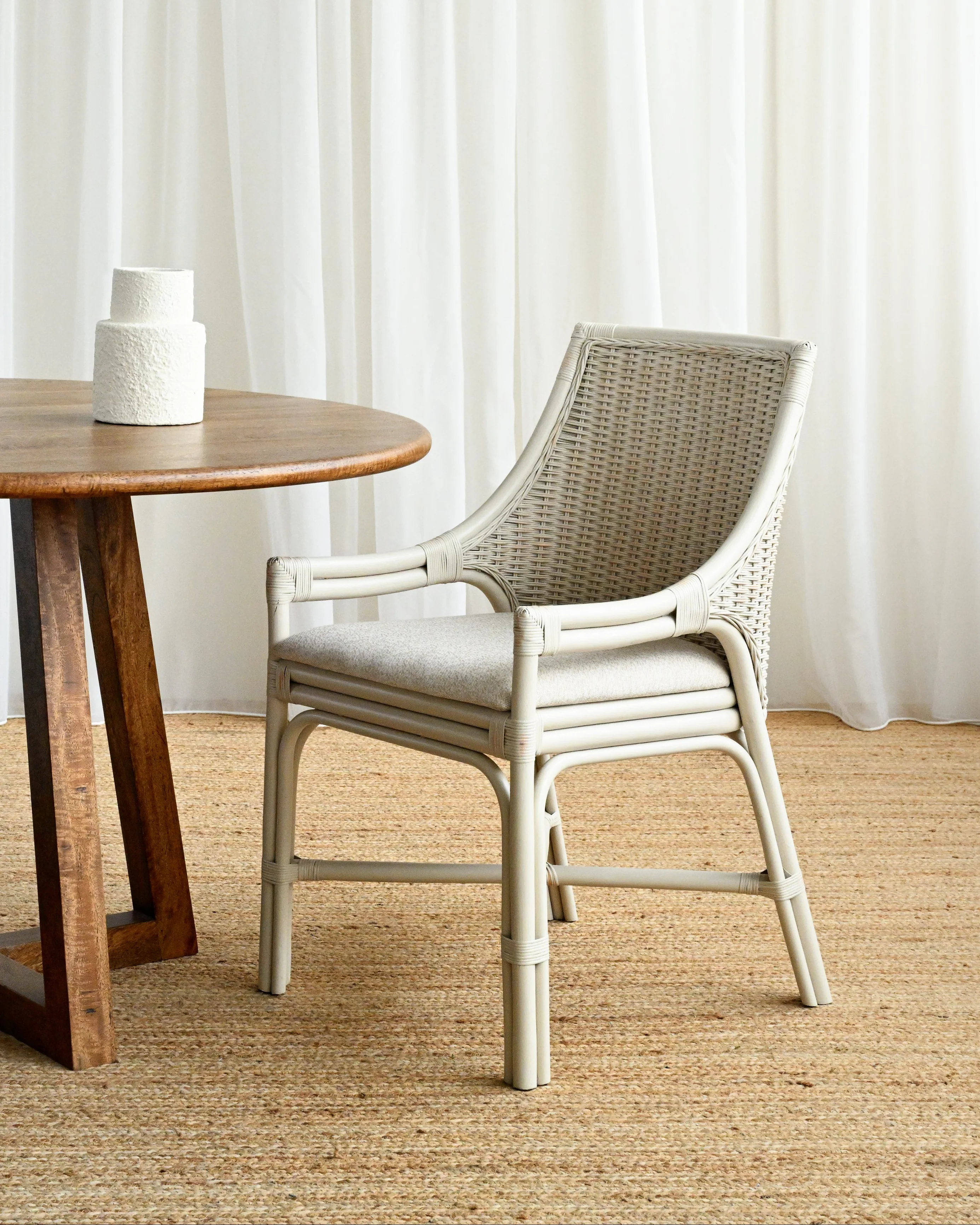 Nikaya Rattan Dining Chair - Ivory - Image 3