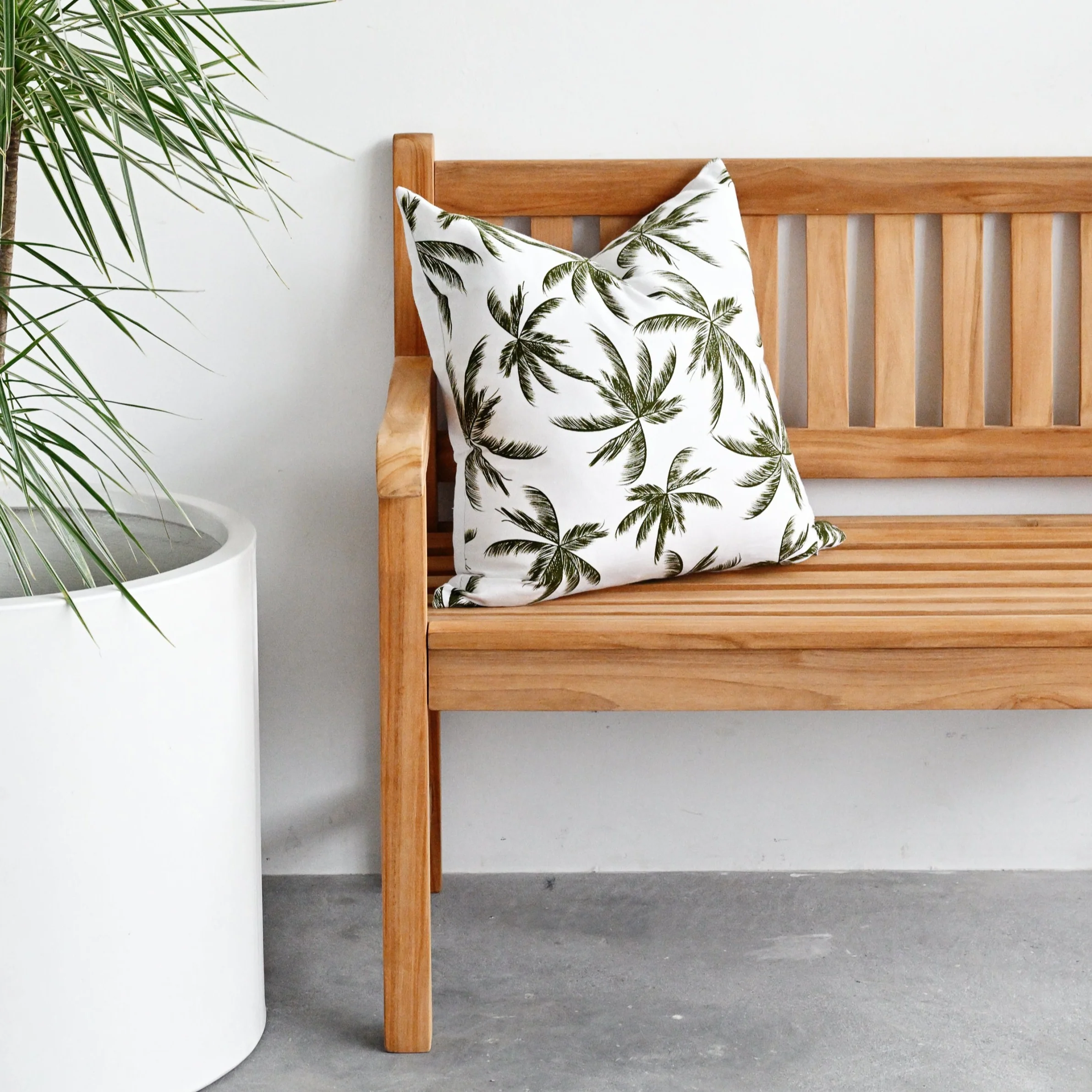 Olive Green Palm Leaves Cushion Cover - 45cm x 45cm - Image 2