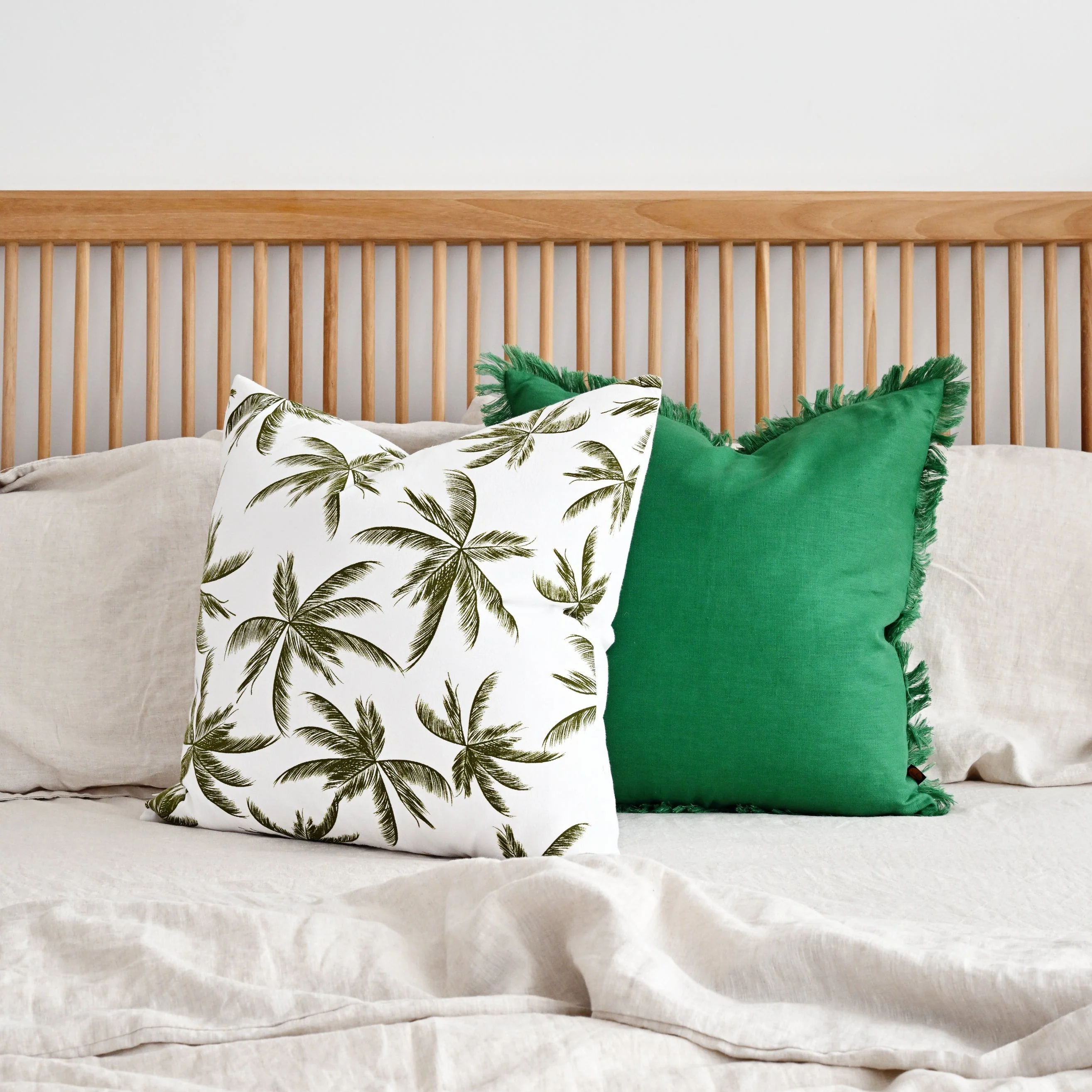 Olive Green Palm Leaves Cushion Cover - 45cm x 45cm - Image 4