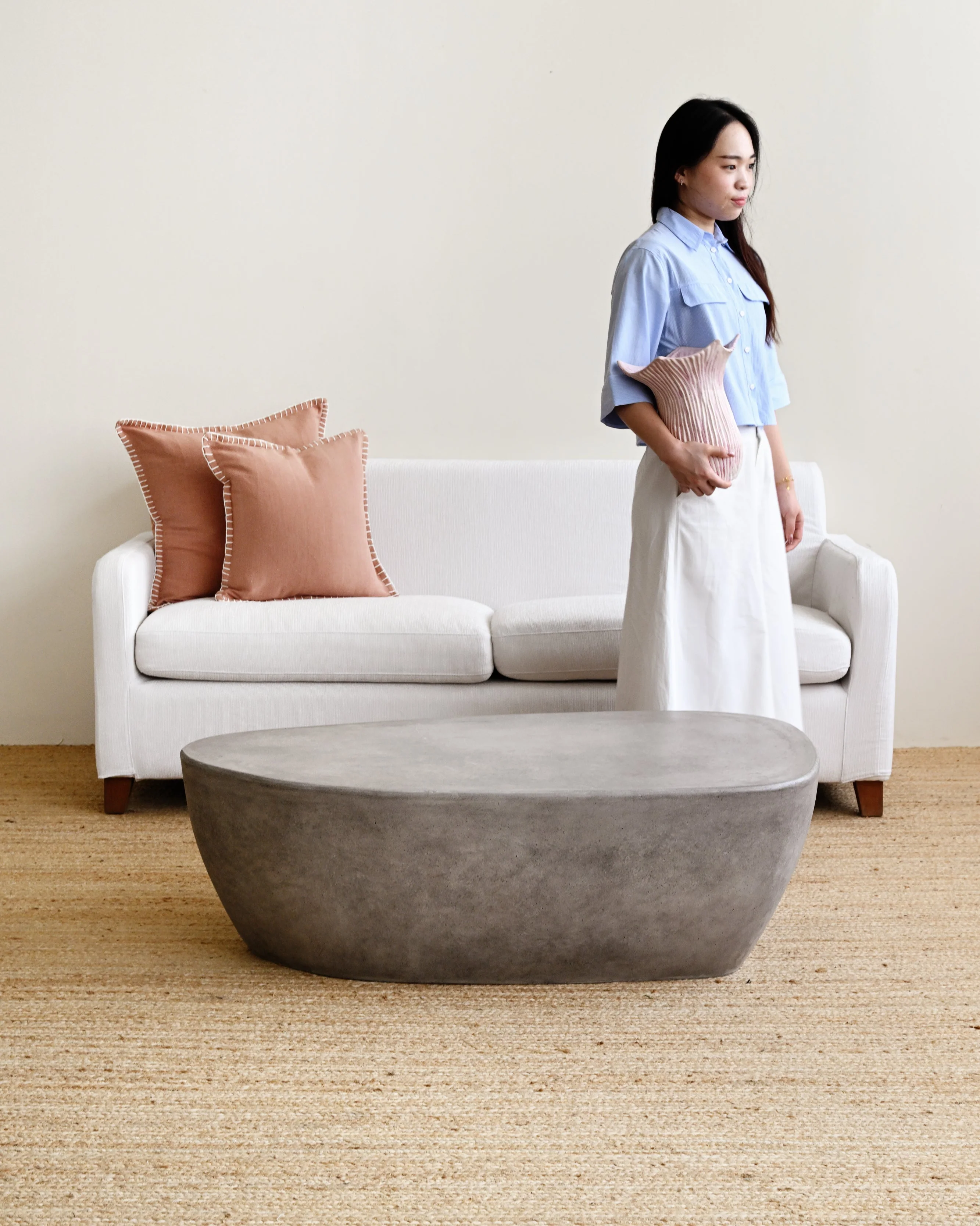 Ovalica Concrete Coffee Table - Grey - Image 2
