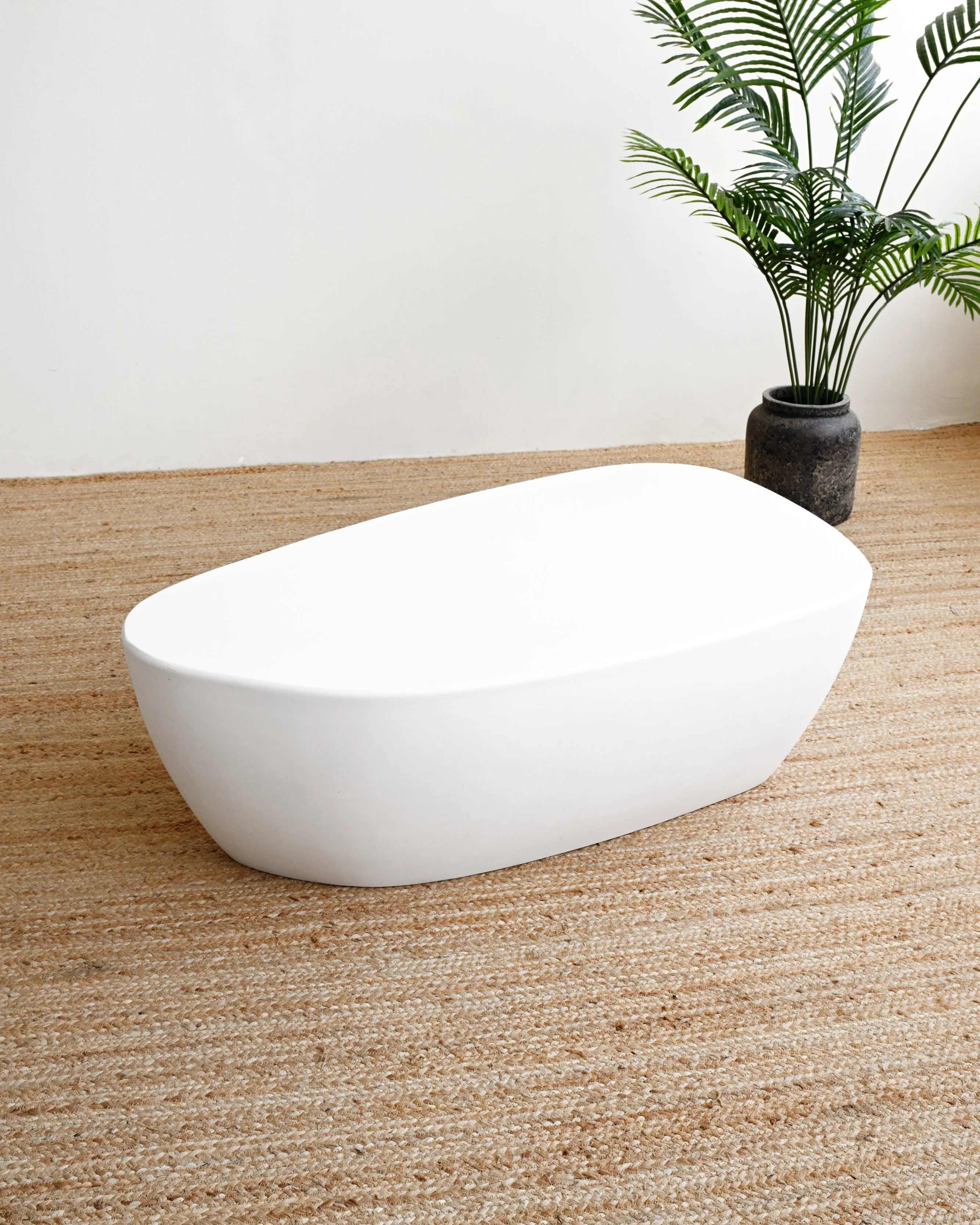Ovalica Concrete Coffee Table - White - Image 4