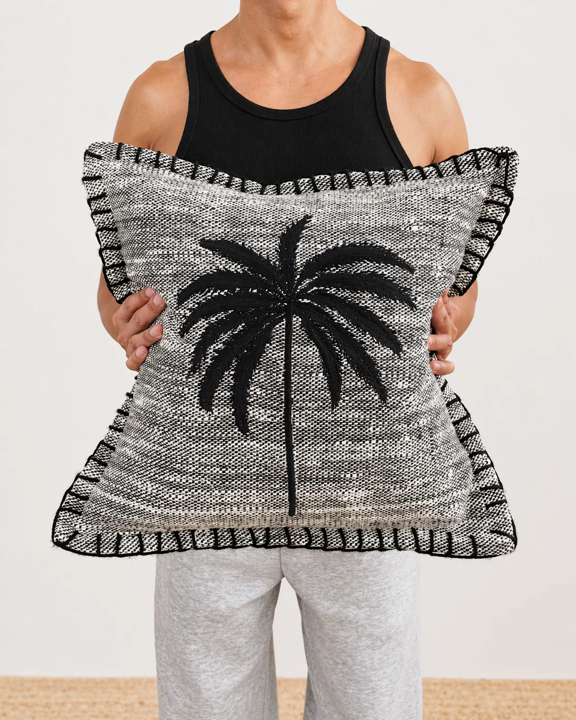 Petite Palma Embroidery Cushion Cover - 45cm x 45cm - Image 2