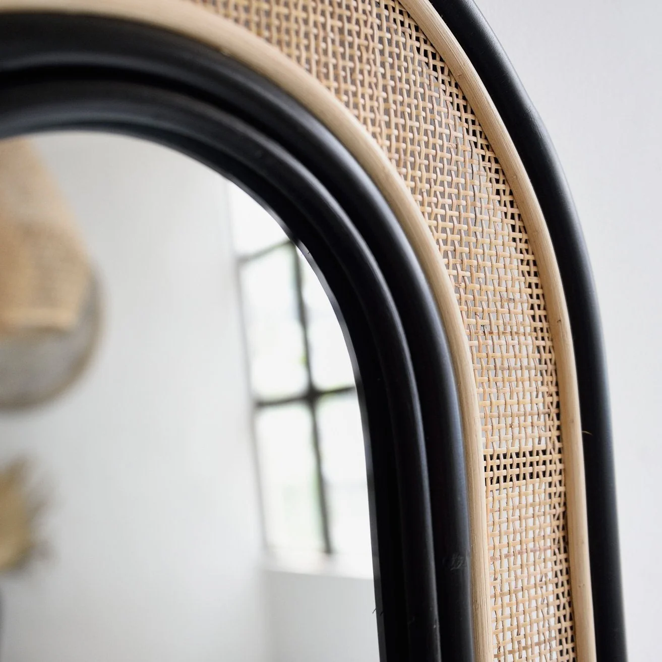 Tulum Rattan Arched Mirror - Black - Image 4