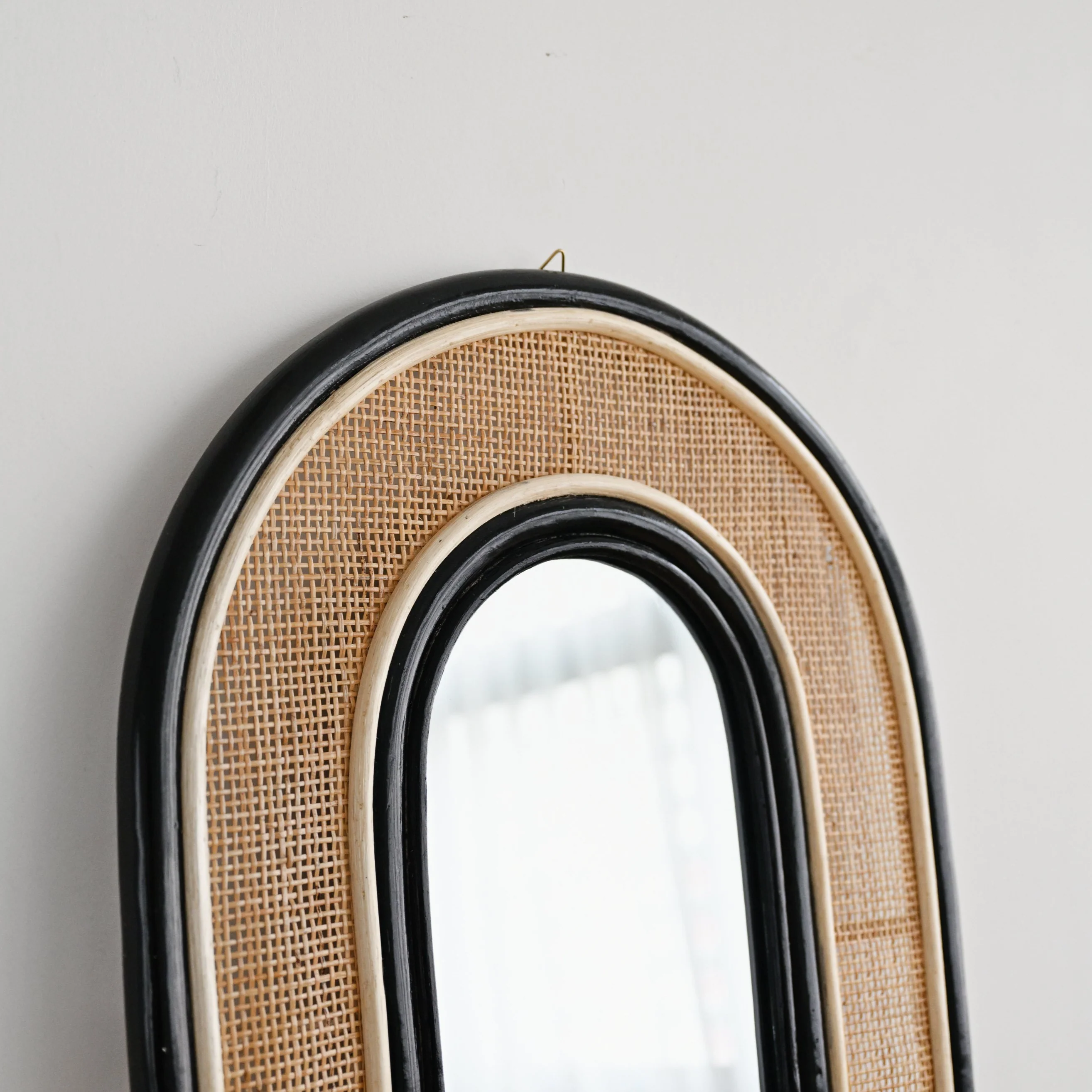 Tulum Rattan Arched Mirror - Black - Image 6