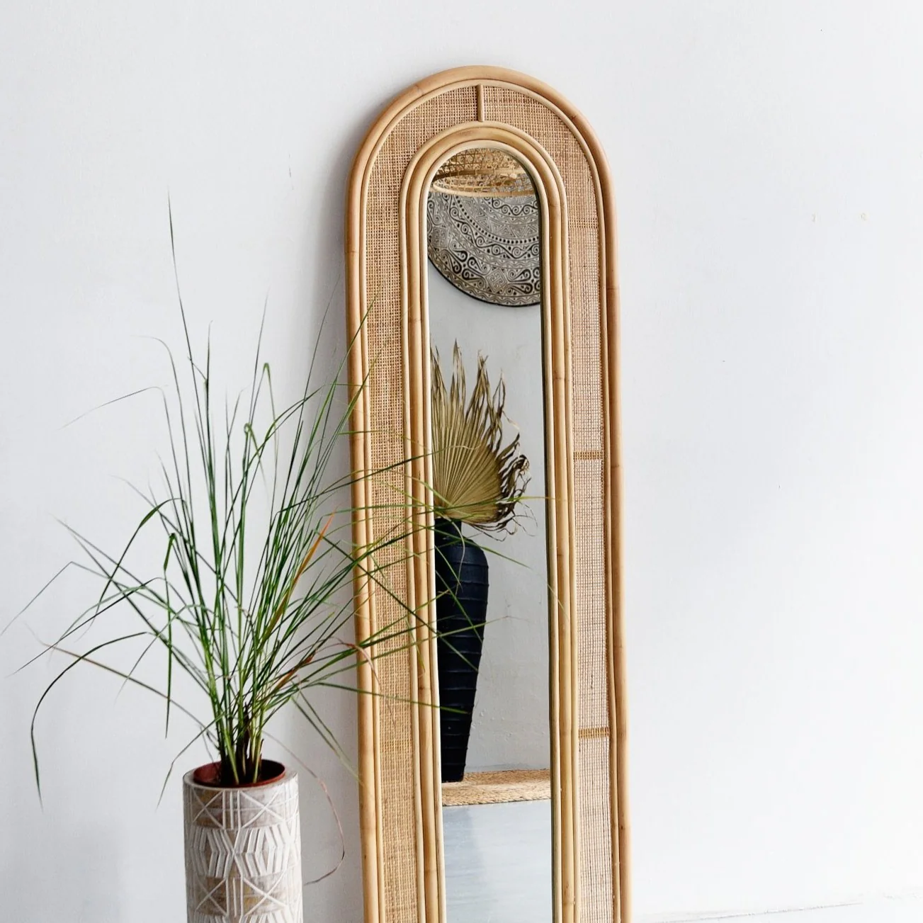 Tulum Rattan Arched Mirror - Natural - Image 4