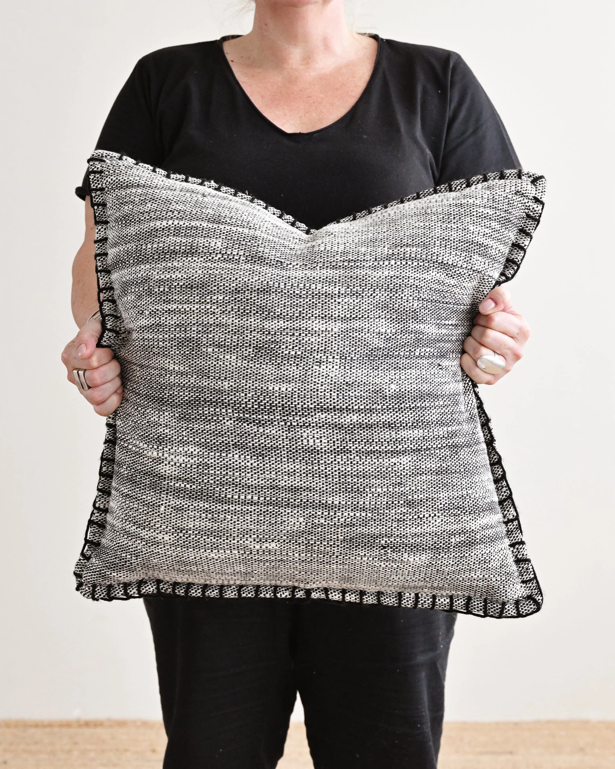 Raw Cotton Stitched Cushion Cover - 55cm  x 55cm