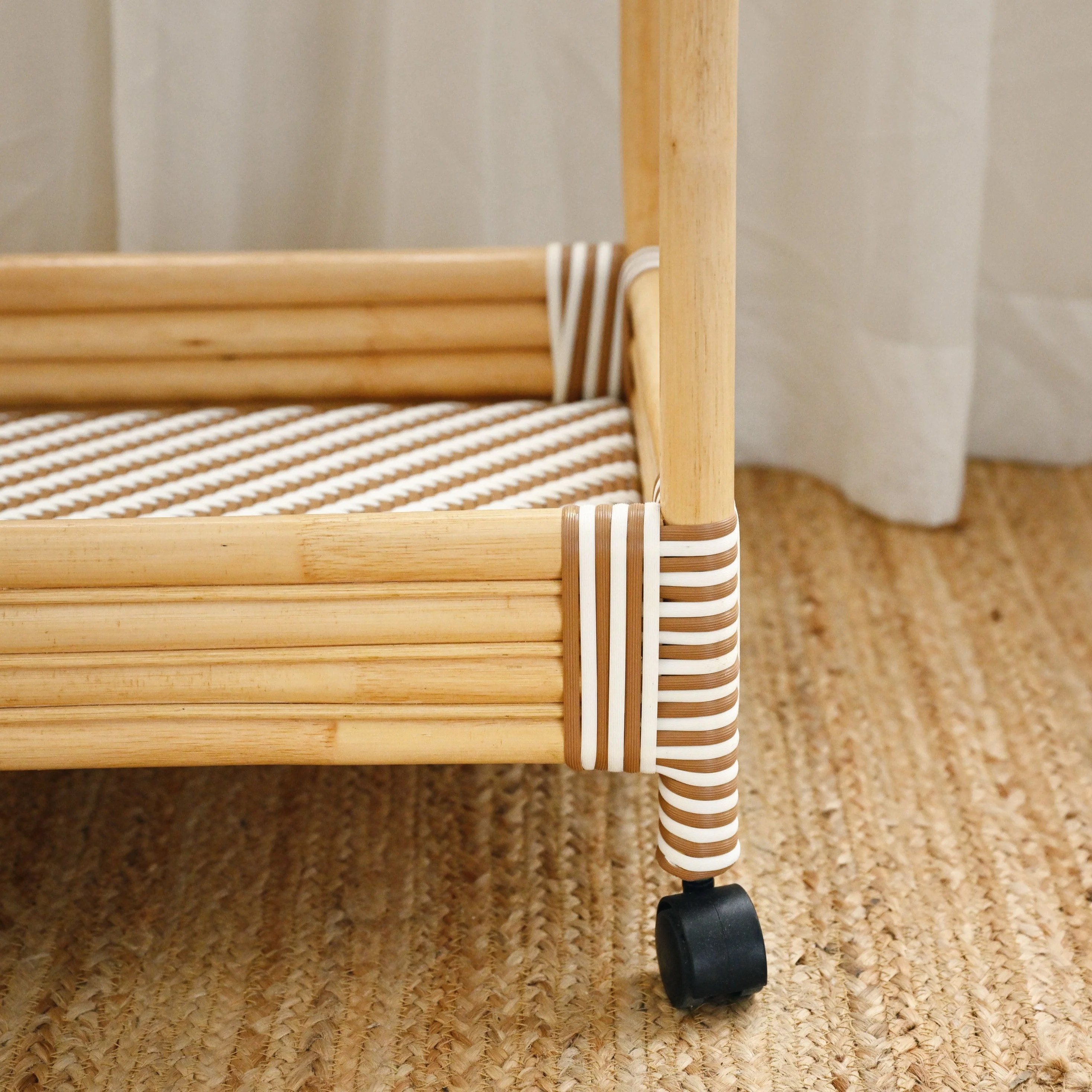 Isola Rattan Bar Cart - White and Tan - Image 3