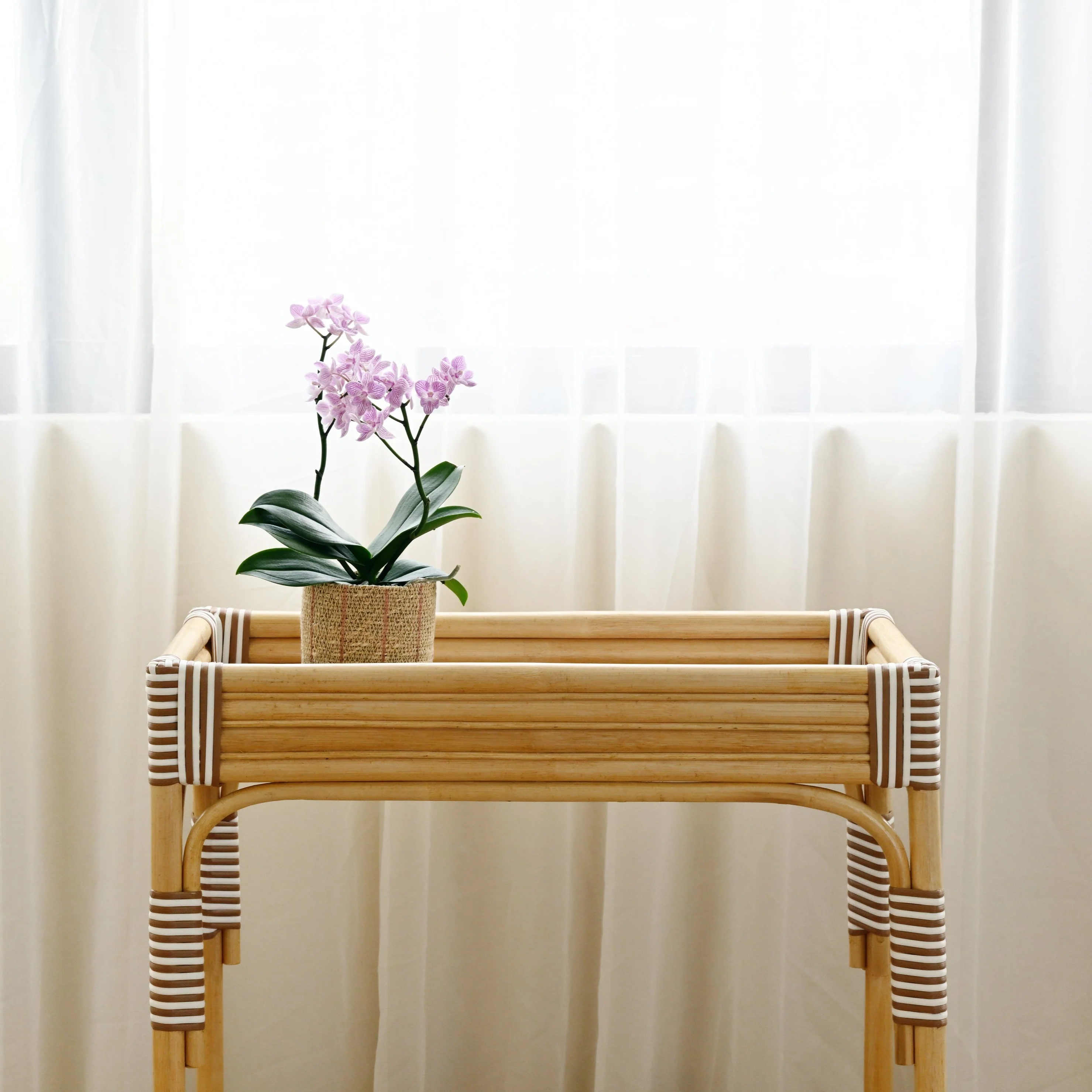 Isola Rattan Bar Cart - White and Tan - Image 5