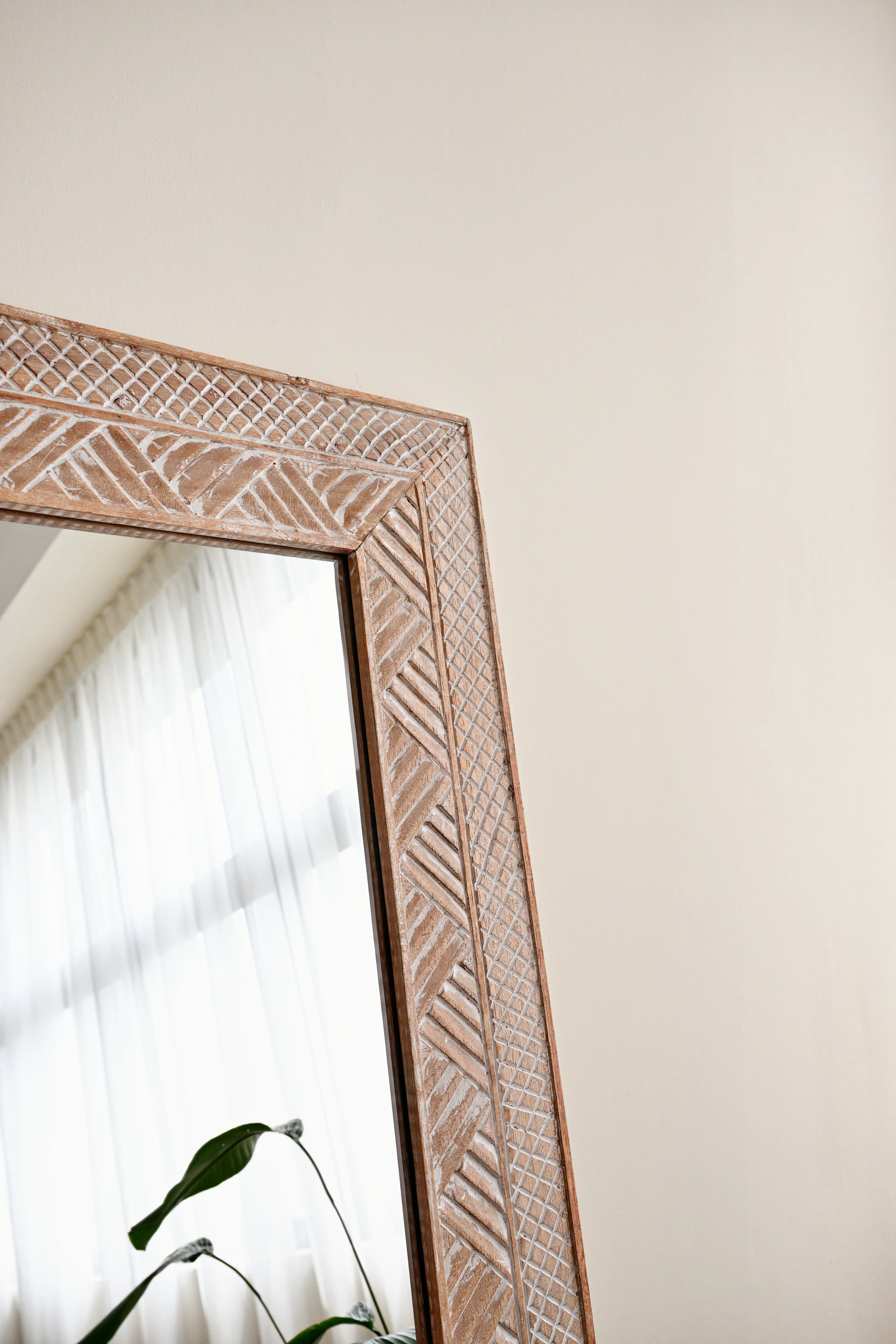 Manado White Washed Carved Mirror - 80cm x 180cm - Image 5