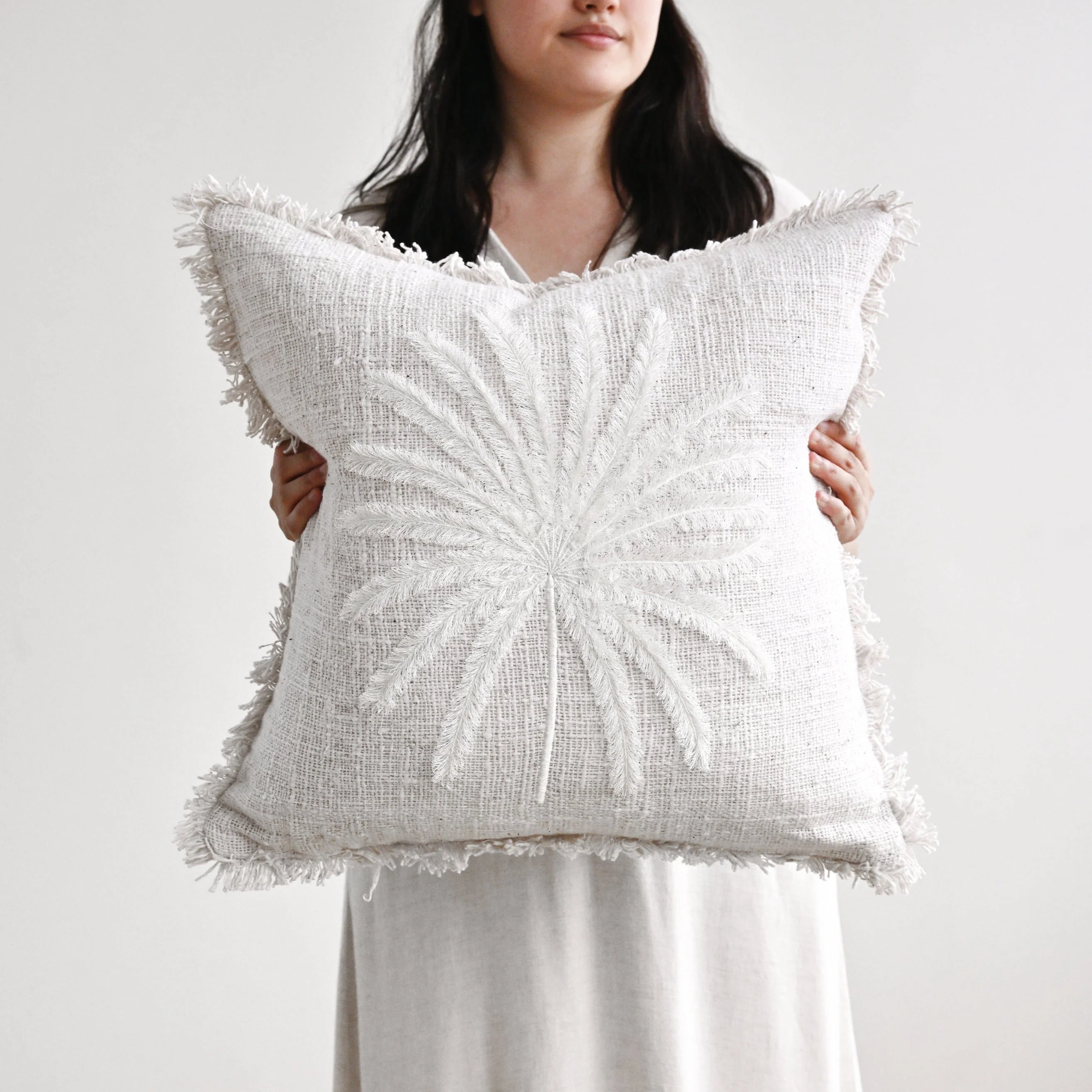 White Palm Tree Cushion Cover - 55 x 55 cm - Image 2