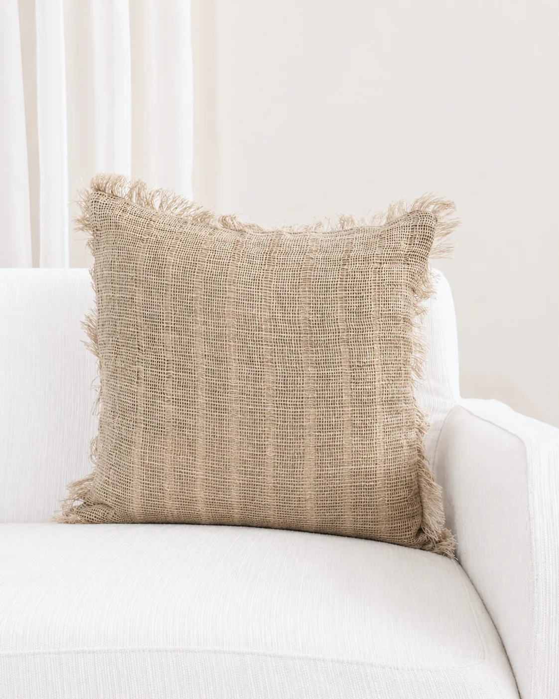 Woven Natural Fringed Cushion Cover - 45cm x 45cm